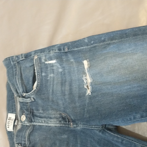 Agolde distressed Sophie high rise skinny jeans bleach splatter - Picture 7 of 11